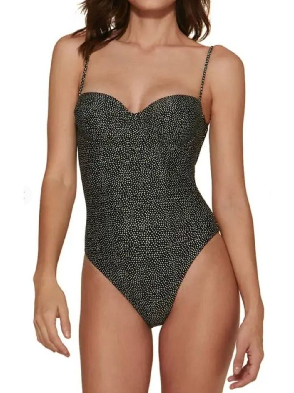 New Vix Paula Hermanny Women's Size M B&W dotted Dion Corsage One-Piece Swimsuit - Picture 1 of 16